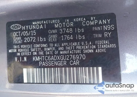 2016 Hyundai Veloster z USA, uszkodzony, nr VIN KMHTC6ADXGU276970